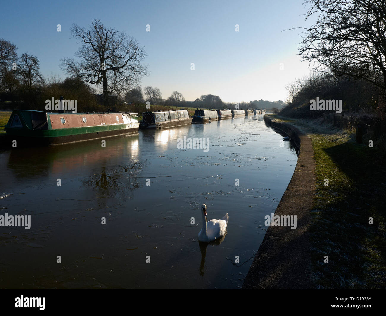 Early morning in winter at the Trent and Mersey canal near Sandbach UK Stock Photo