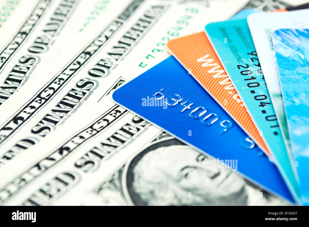 Credit cards and dollar bills Stock Photo Alamy