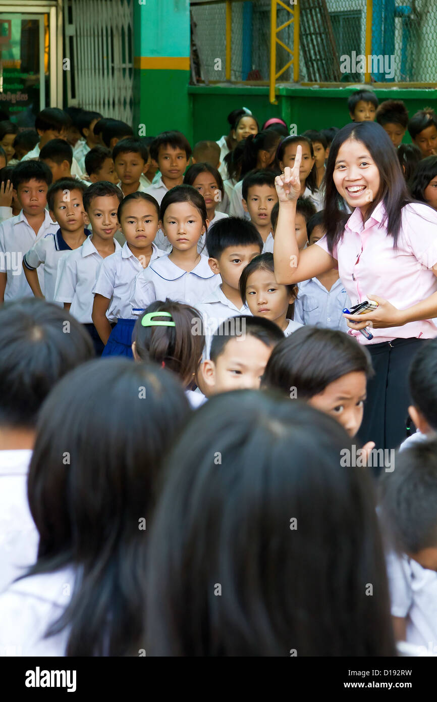 Class of little Cambodian Children singing at School in Phnom Penh ...