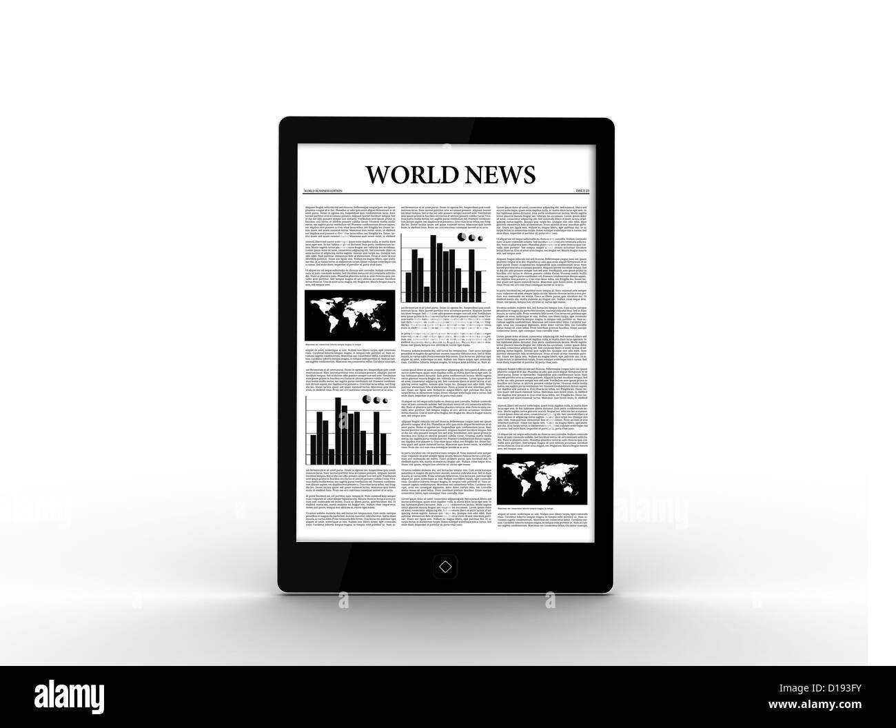 Digital tablet showing world news Stock Photo