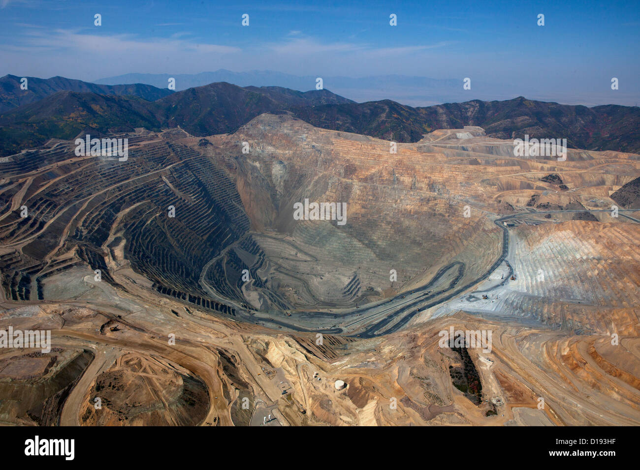 aerial photograph Bingham Canyon Open Pit Copper Mine, Utah Stock Photo