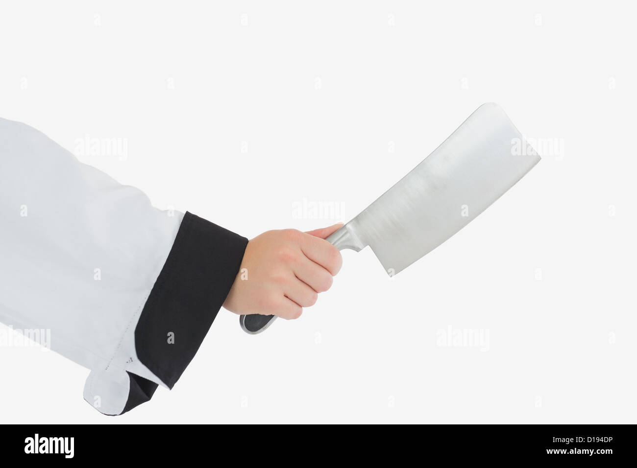Chef holding meat cleaver Stock Photo Alamy