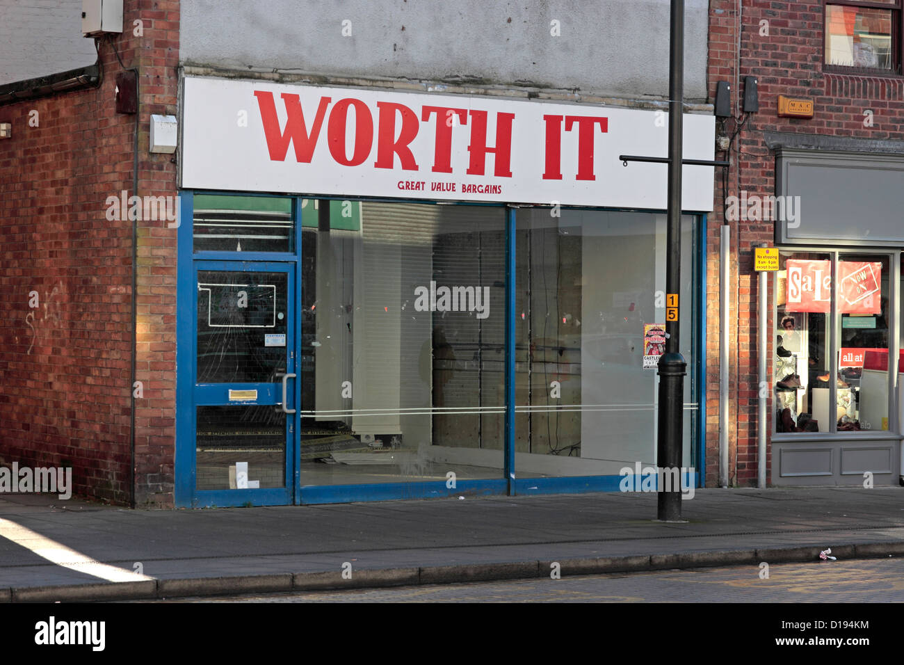 Closed shop on Gowthorpe Selby named Worth It Great Value Bargains Stock Photo