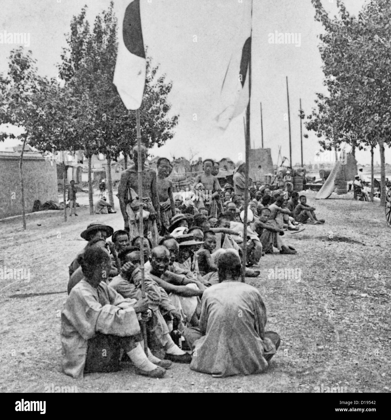Chinese coolies in Tientsin, China during Boxer Rebellion, 1900 Stock Photo