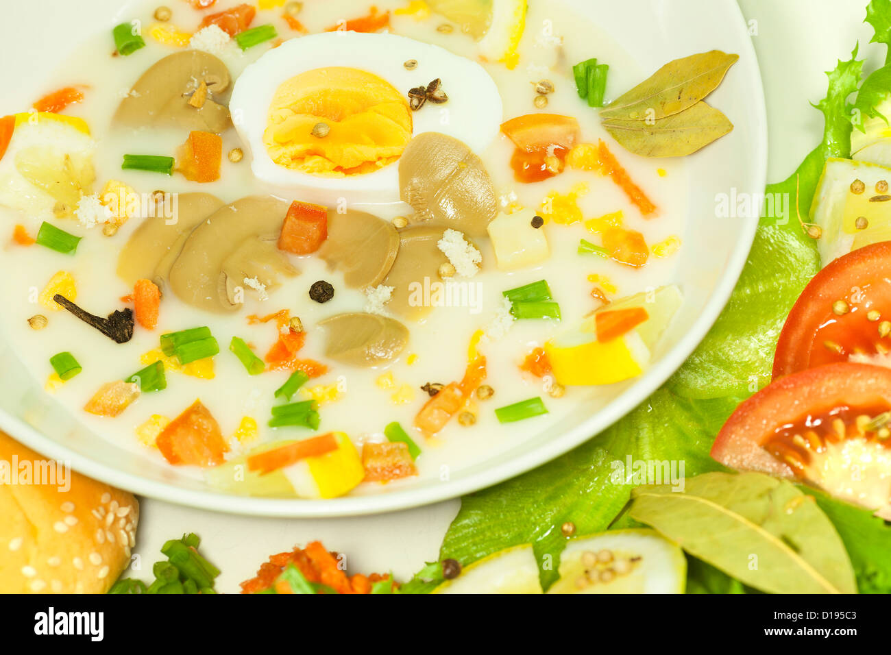 Delicious mushroom cream soup Stock Photo