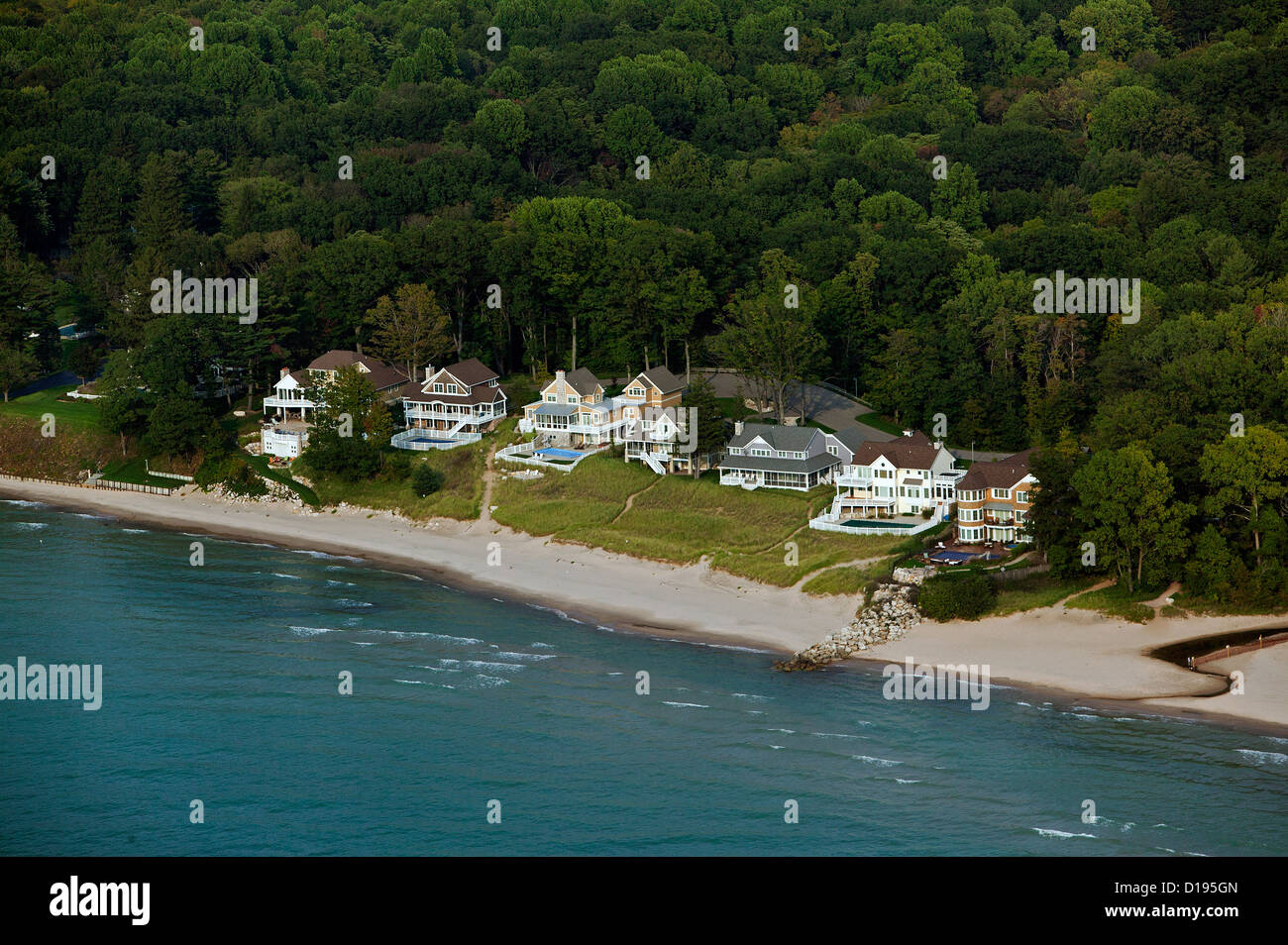 aerial photograph Lake Michigan shoreline vacation homes South Haven, Michigan Stock Photo
