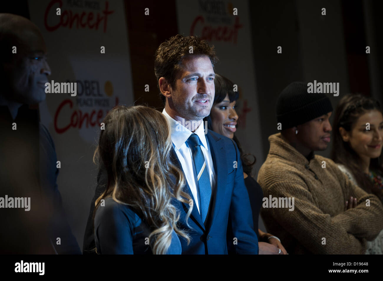 Oslo, Norway. 11/12/2012. From left, Seal, Sarah Jessica Parker, Gerard Butler, Jennifer Hudson, Ne-Yo and Laleh during a press conference for the Nobel Peace Prize concert in Oslo. Credit:  Alexander Widding / Alamy Live News Stock Photo