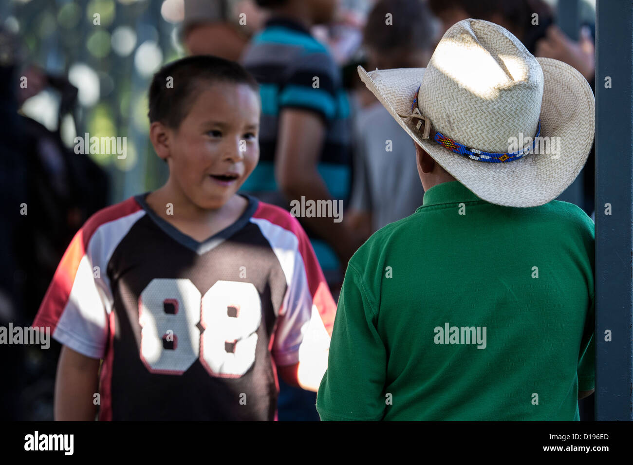 Children at the Tsuu T'ina Rodeo held every July, in Bragg Creek Alberta Stock Photo