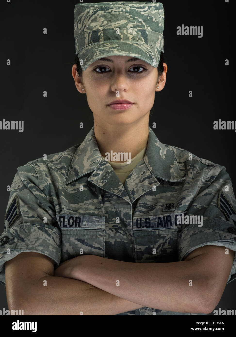 Female United States Marine Corps soldier in Combat Utility Uniform Stock Photo