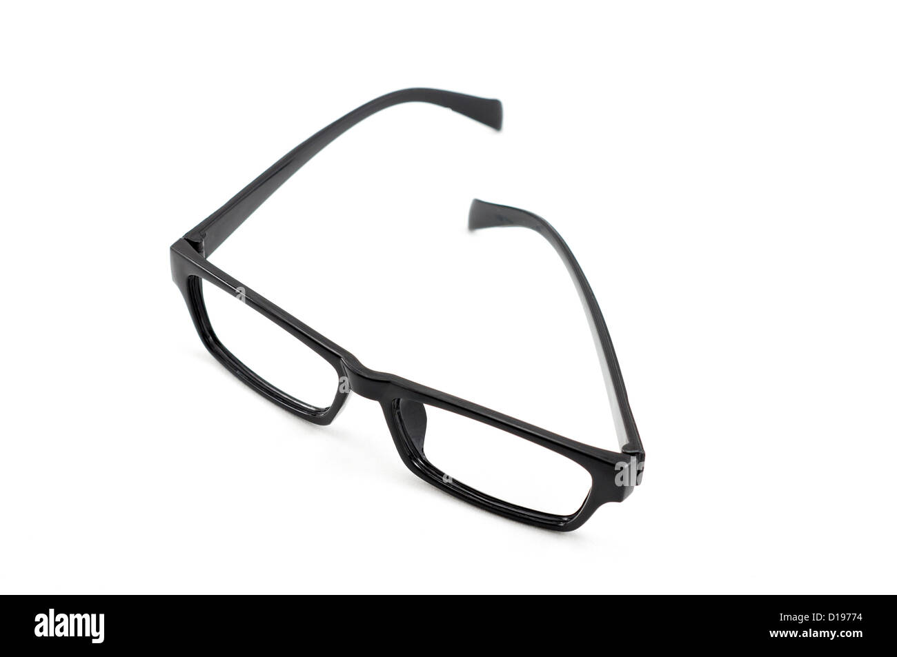 Black eyeglasses isolated on white background (glasses frame Stock