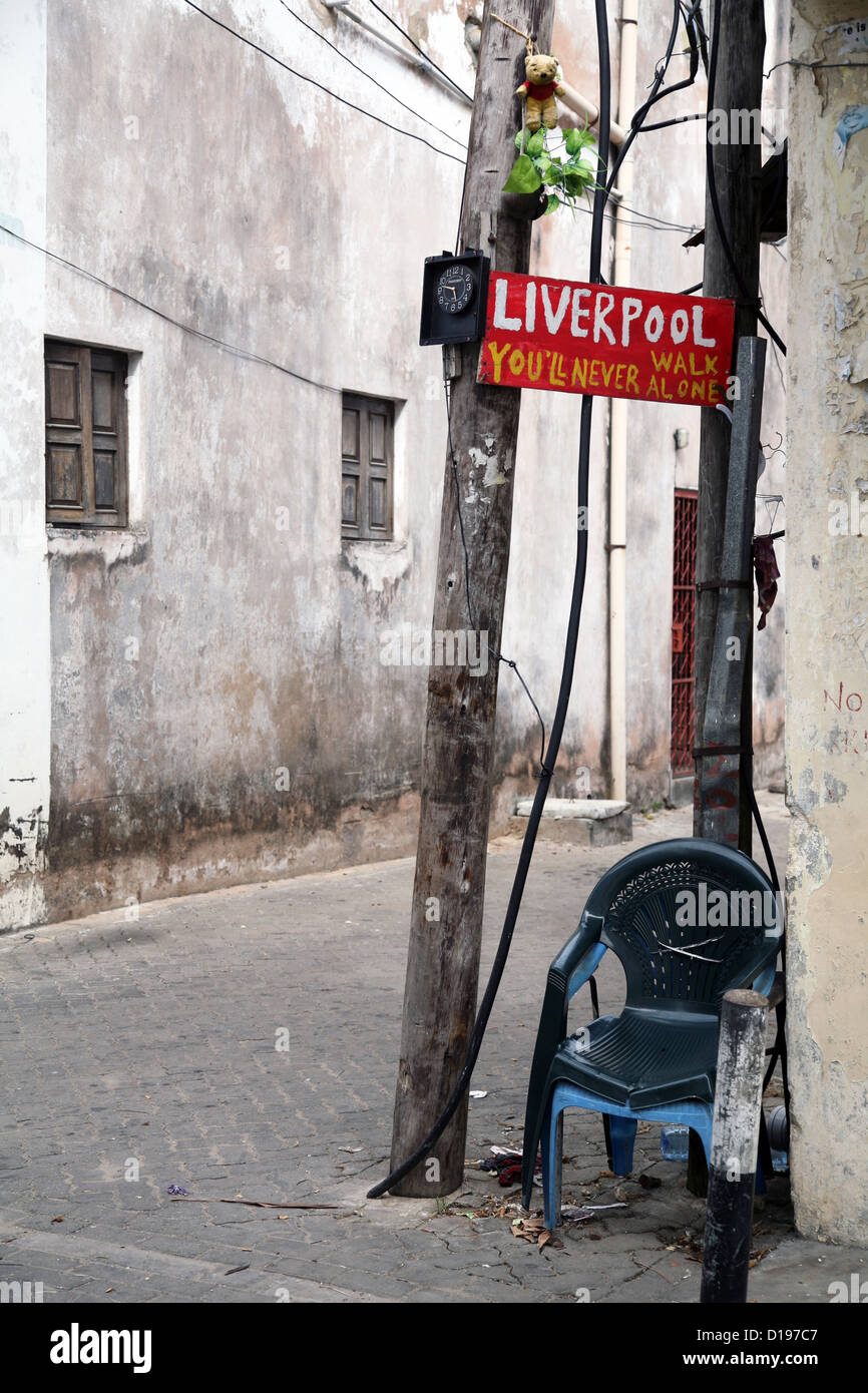 Liverpool FC sign, Old Town, Mombasa, Kenya, East Africa. 8/2/2009. Photograph: Stuart Boulton/Alamy Stock Photo