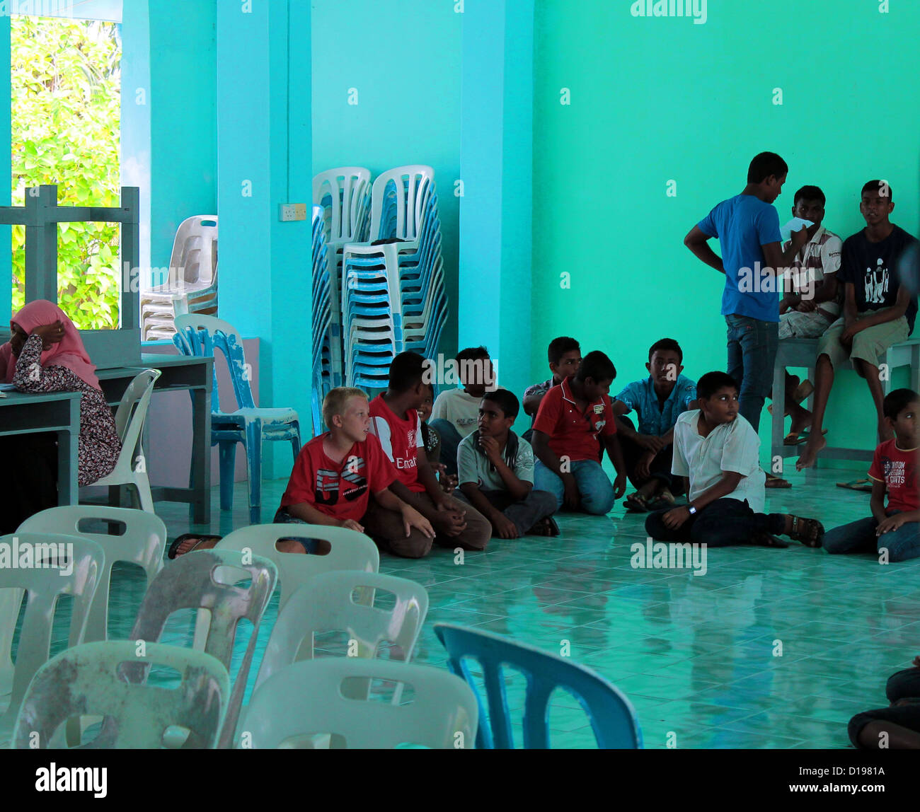 Maldivian children in school (Bambini in scuola maldiviana) Stock Photo