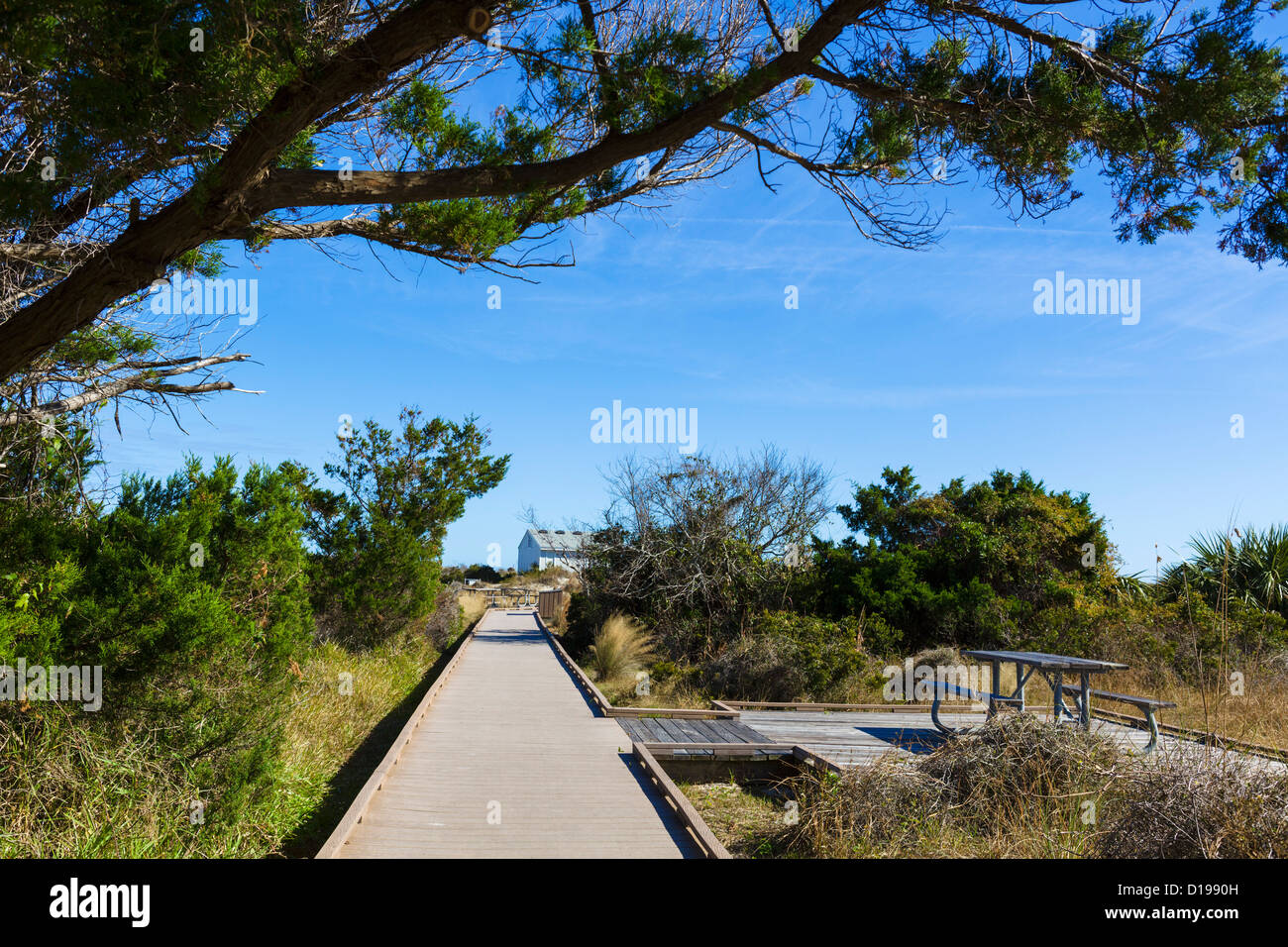 Boardwalk to the beach at Fort Clinch State Park, Fernandina Beach, Amelia Island, Florida, USA Stock Photo
