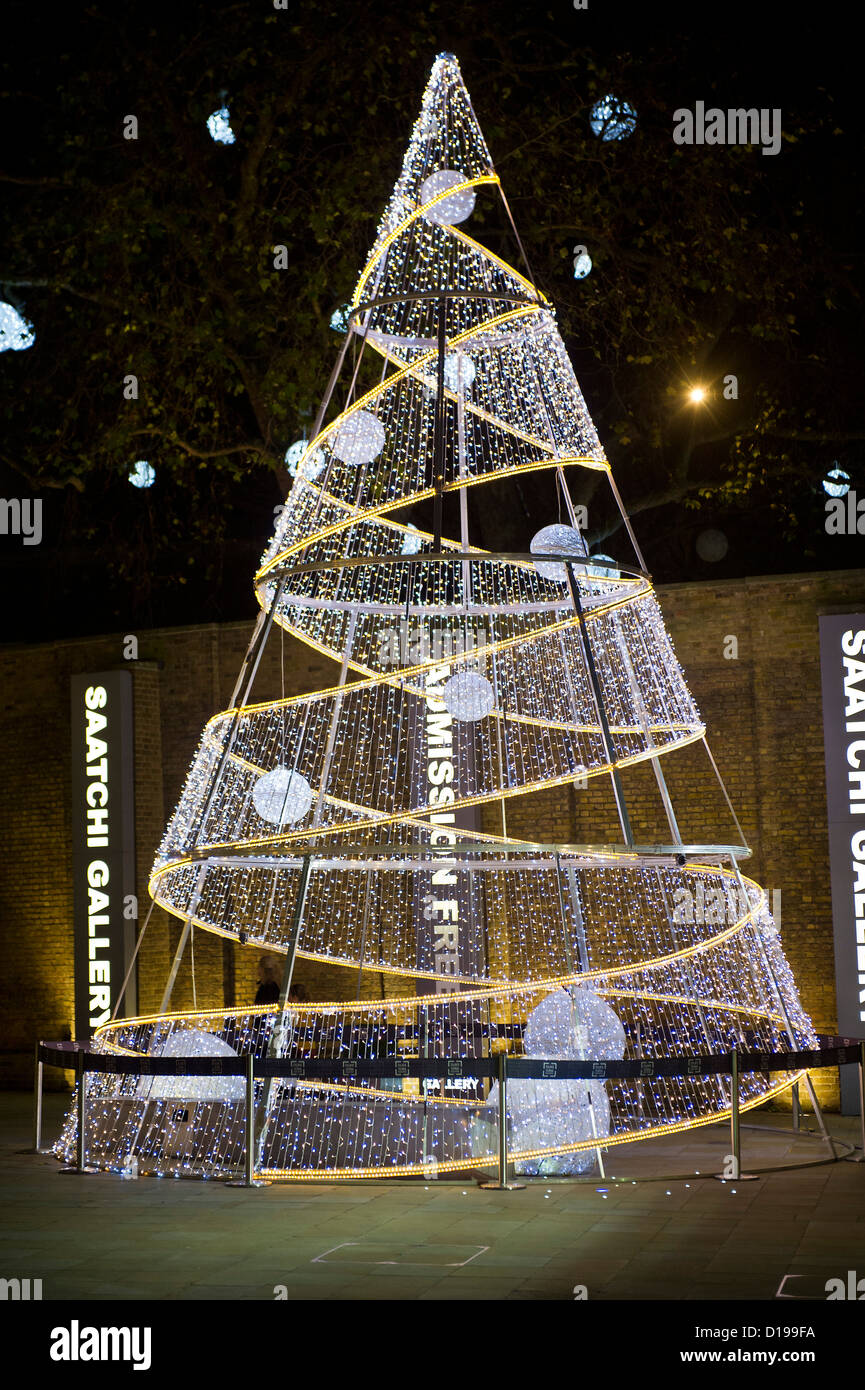 Christmas Lights outside Peter Jones, Sloane Square, London, UK Stock