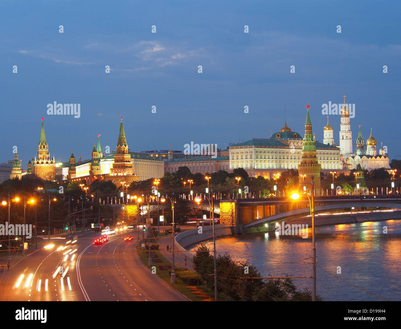 The Kremlin in Moscow by Night Stock Photo