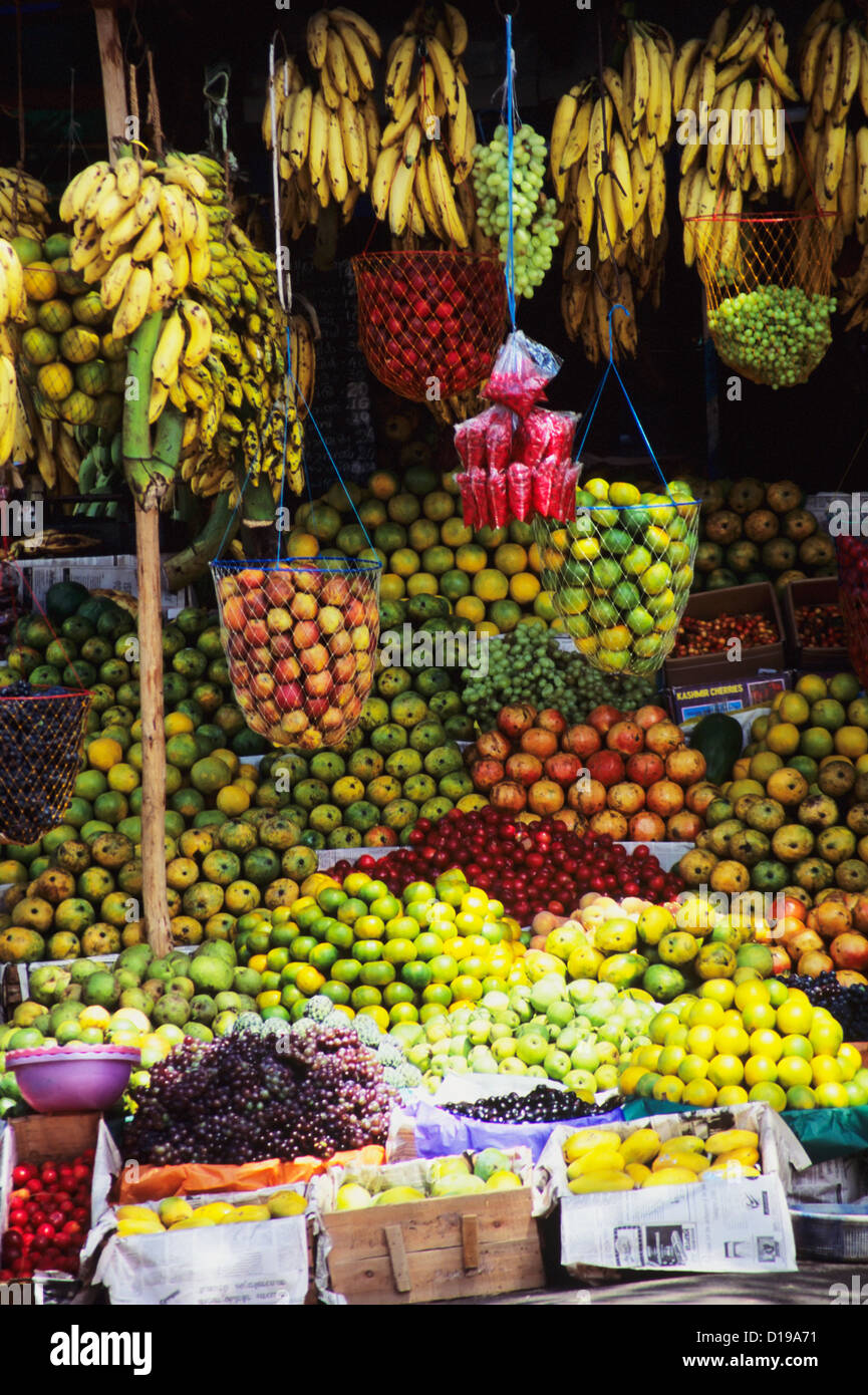 India, Kerala, Fruit Stand, Colorful Display Stock Photo - Alamy