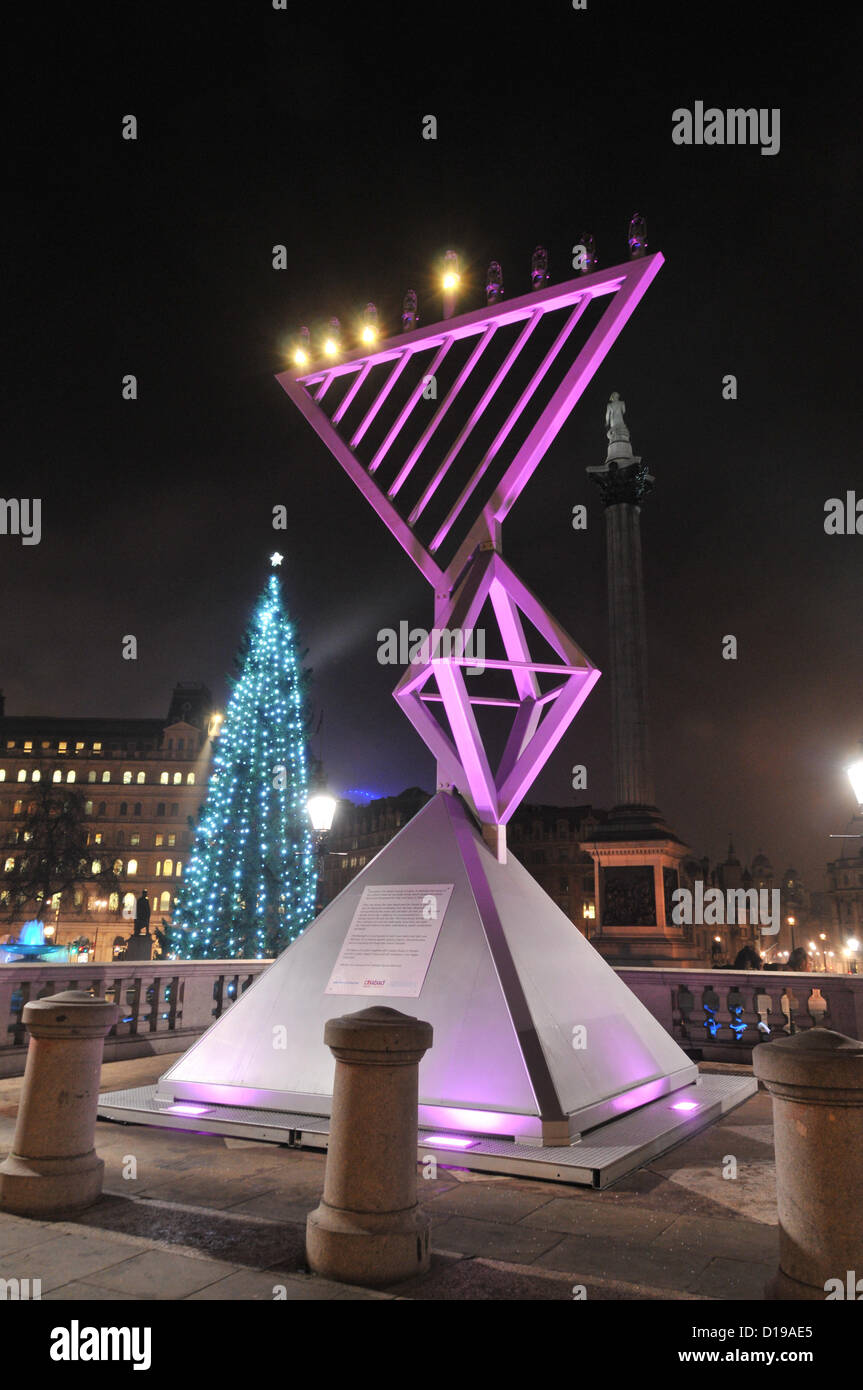Trafalgar Square, London, UK. 11th December 2012. The Menorah in
