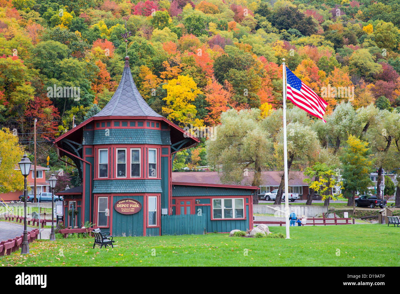Historic railroad station in Hammondsport in the Finger Lakes region of