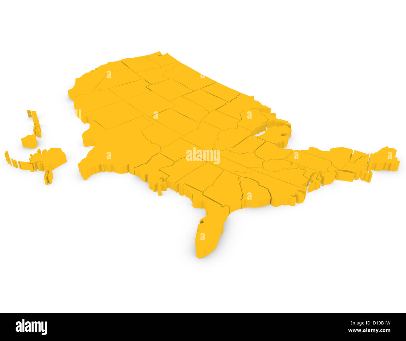 3d Render of the United States on White Stock Photo