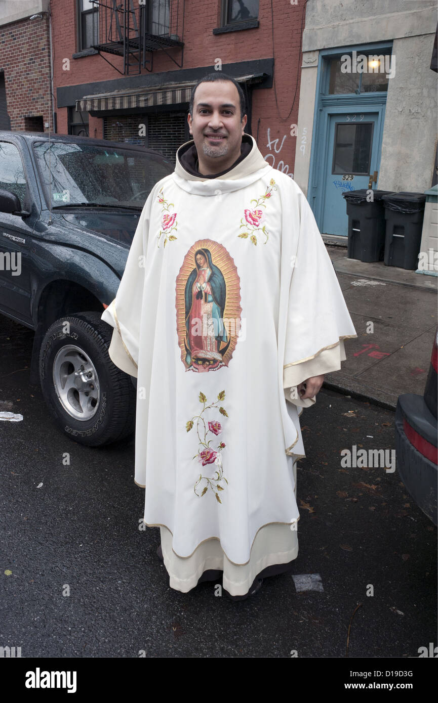 Festival of the Virgin of Guadalupe, the patron Saint of Mexico, in Park Slope, 2012. Stock Photo