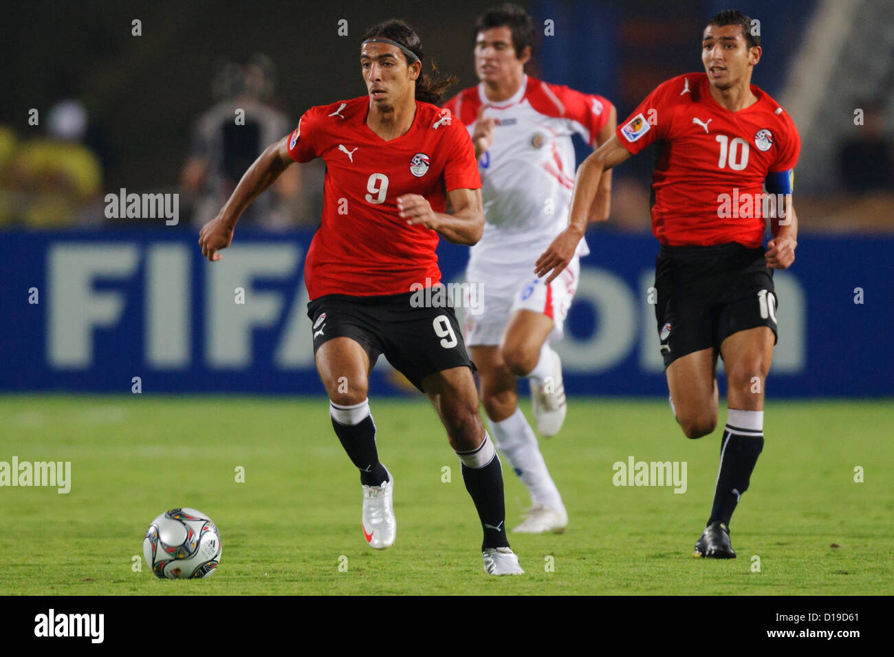 Mohamed Talaat of Egypt (9) controls the ball during the 2009 FIFA U-20 World Cup round of 16 match against Costa Rica. Stock Photo