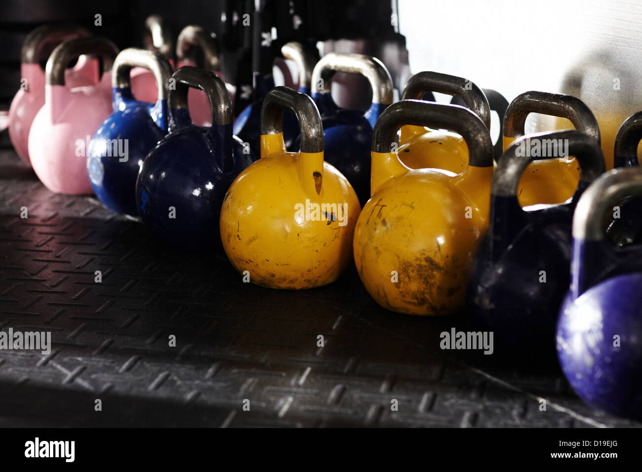 Kettlebells in gym Stock Photo Alamy