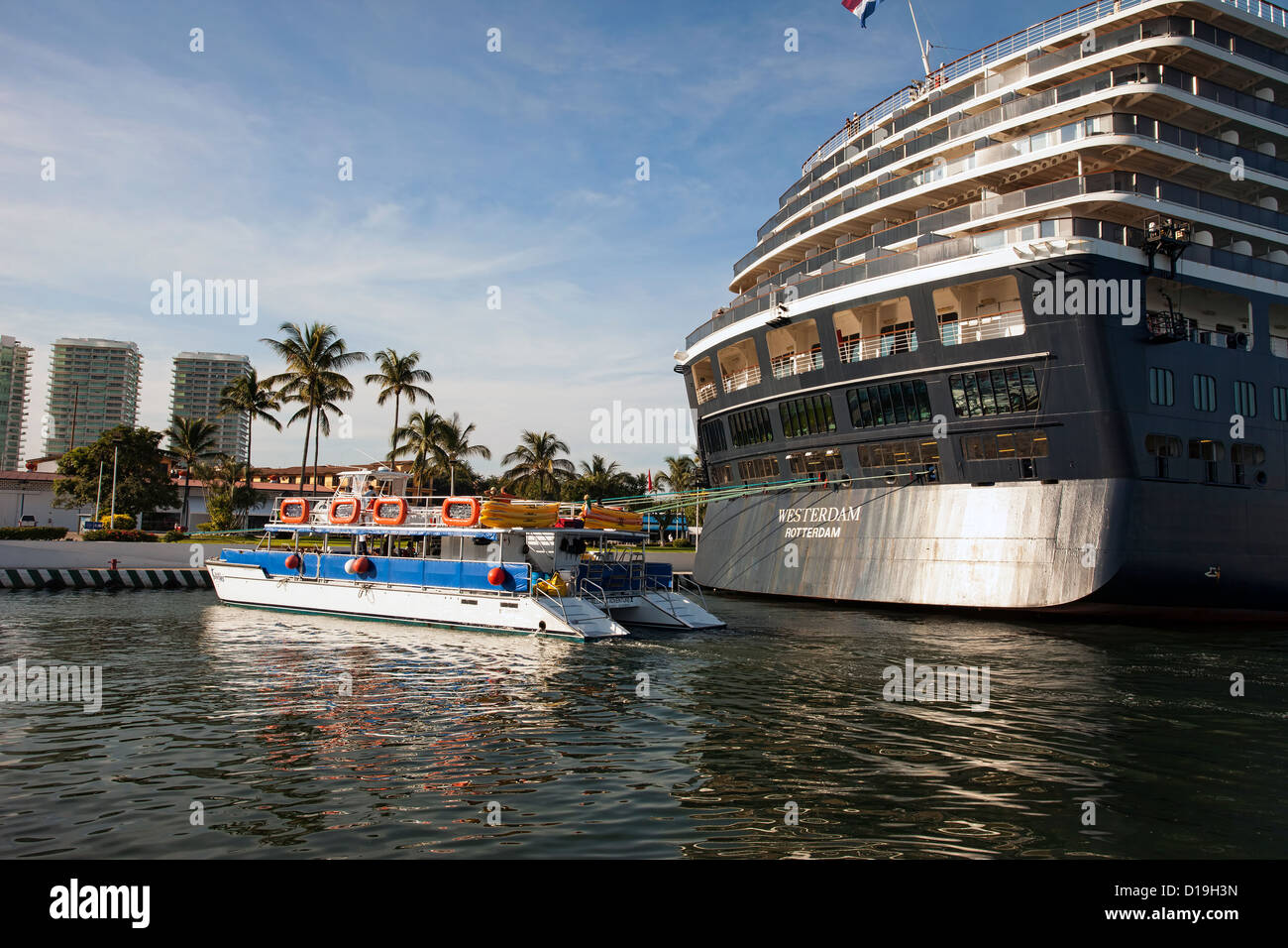 Cruise Ship And Party Boat In Port At Puerto Vallarta Mexico Stock Photo Alamy