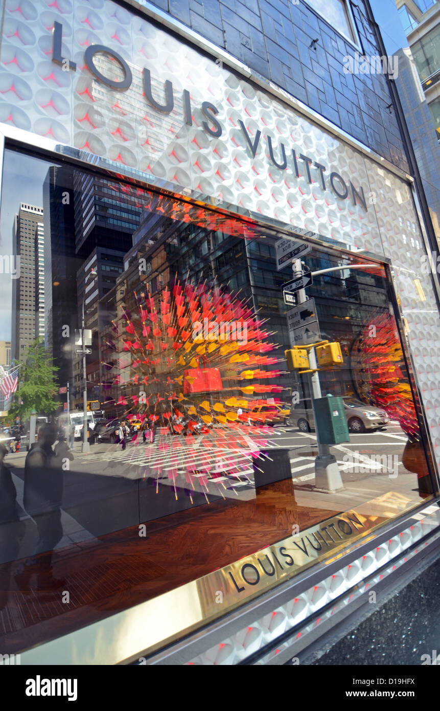 Creative display window in Louis Vuitton store, Manhattan Stock