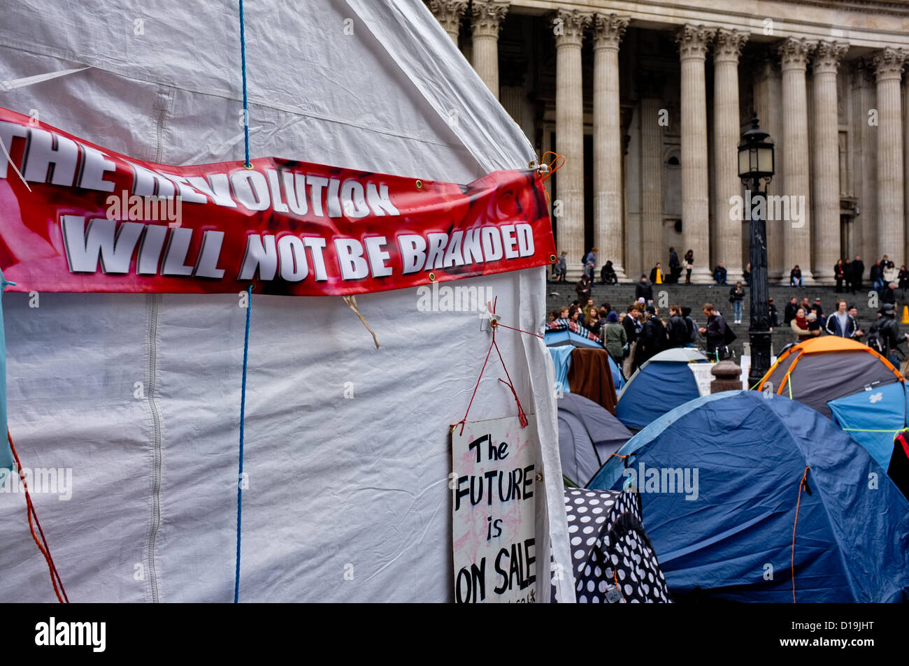 The Occupy London anti-capitalist protest camp outside St. Paul's Cathedral in November 2011. Stock Photo