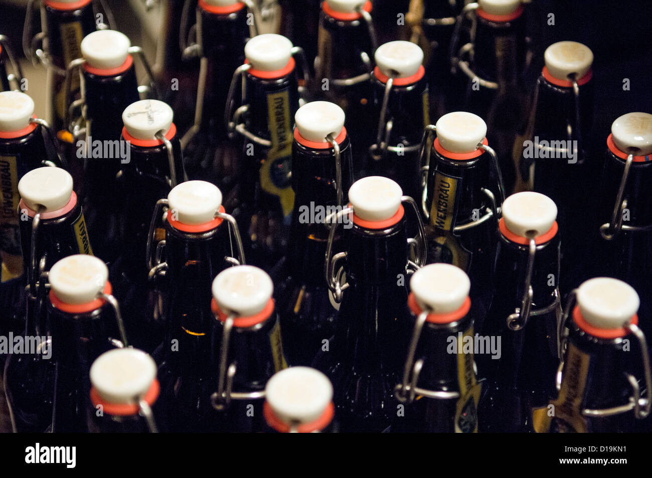 Löwenbräu Beer Bottles Stock Photo