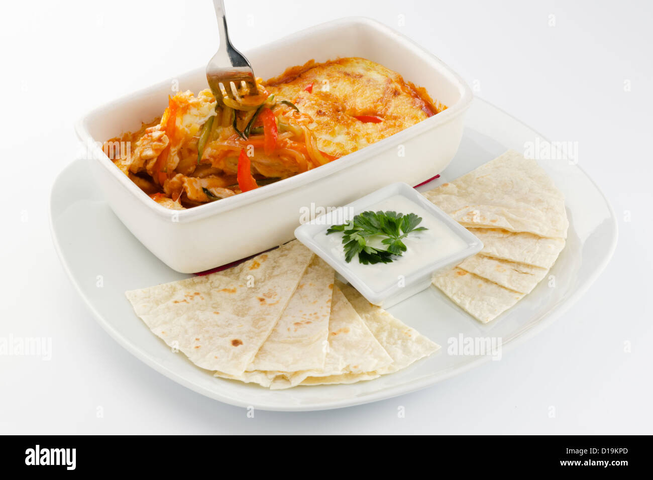 Special Fajitas with cheese crust Stock Photo Alamy