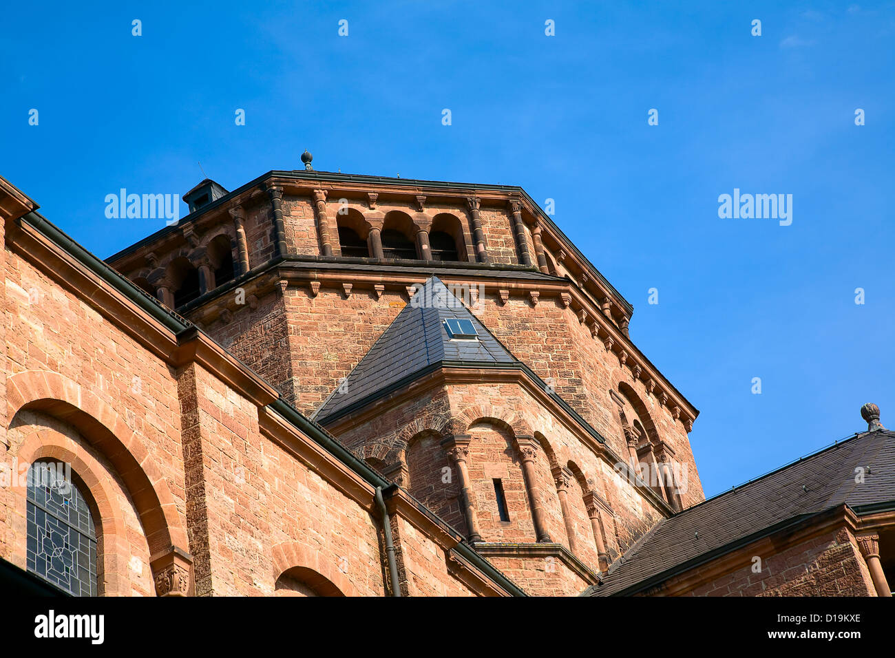 The church in city Dillingen in a sunny morning, Saarland / Germany Stock Photo
