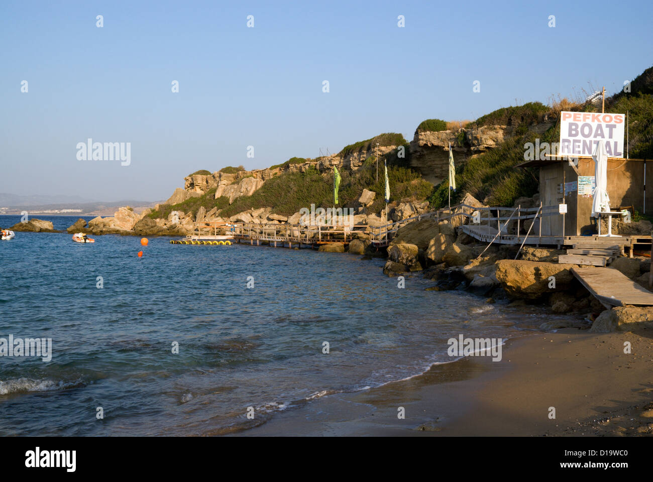 main beach pefkos lindos rhodes dodecanese islands greece Stock Photo