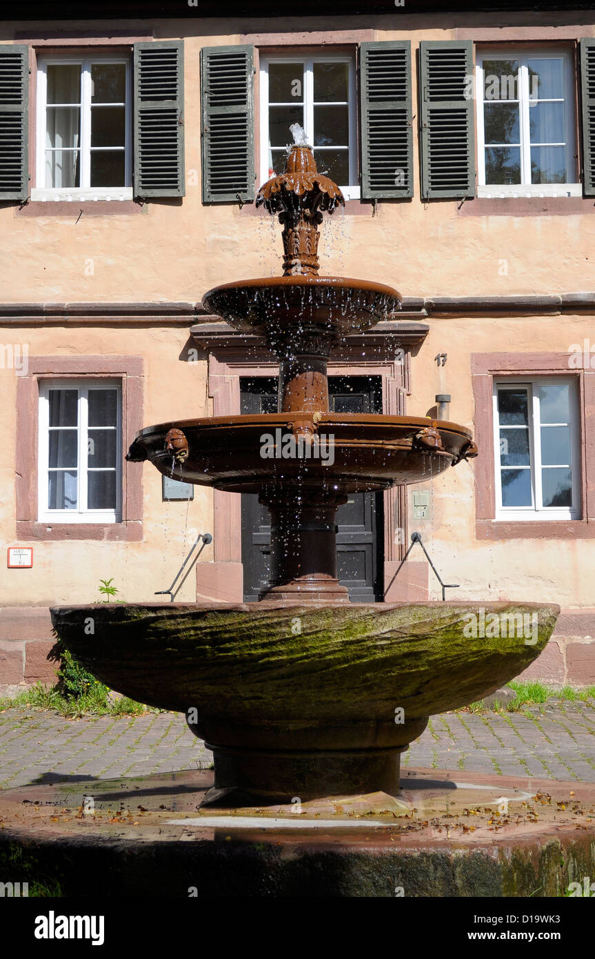Black Forest, Hirsau, Monastery of St. Peter and Paul, three bowl fountain, rectory, Baden Würtemberg, Schwarzwald, Stock Photo