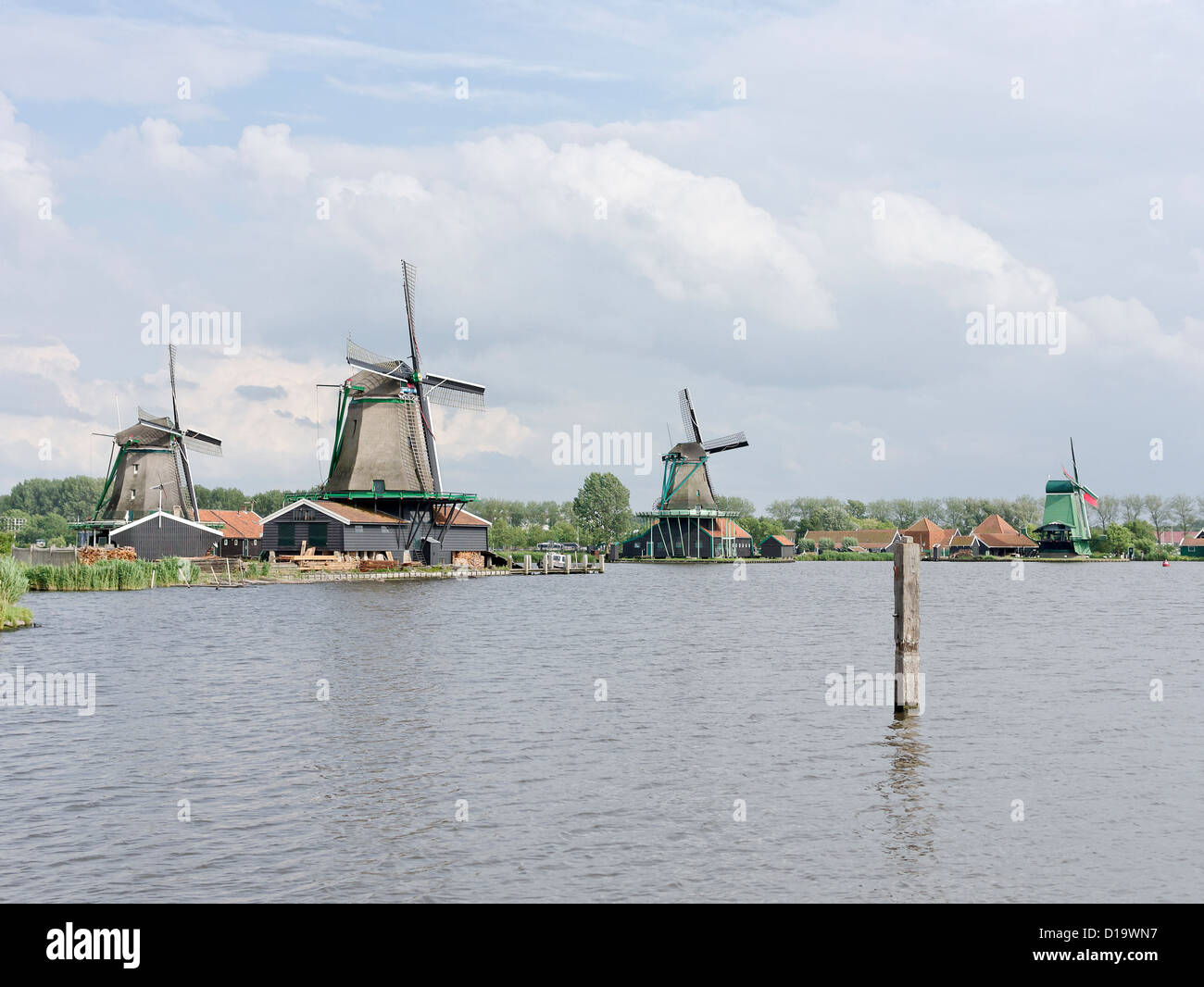 Zaanse Schans Windmills in Holland Stock Photo