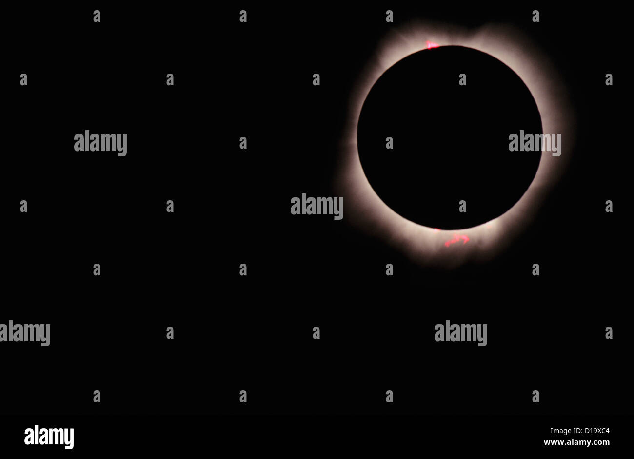 Hawaii, July 11, 1991, Solar Eclipse, Totality With Solar Flares Stock