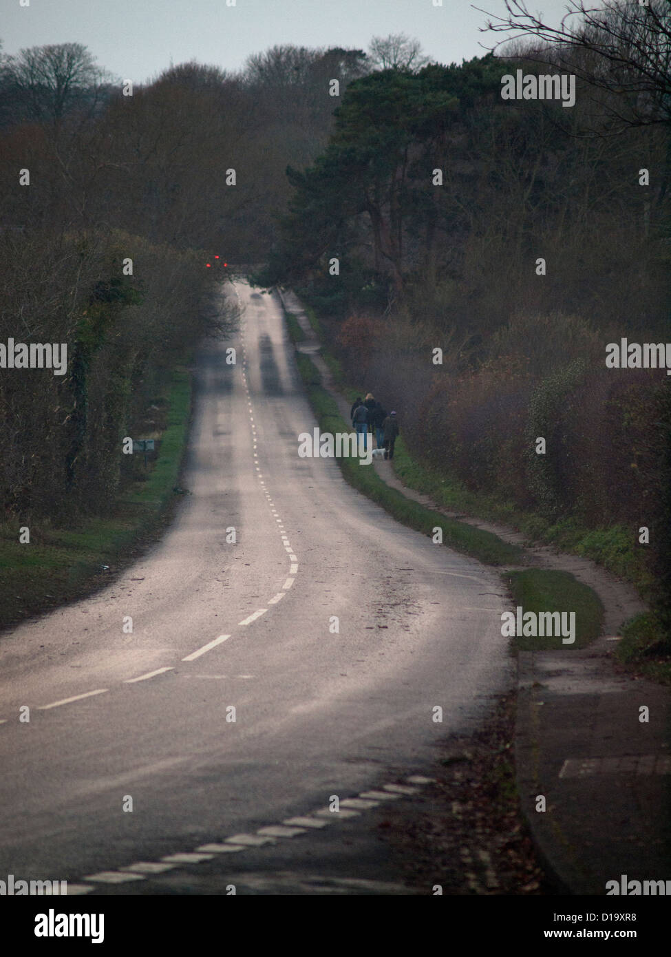 A windy road on a damp day in East Sussex,England. Stock Photo