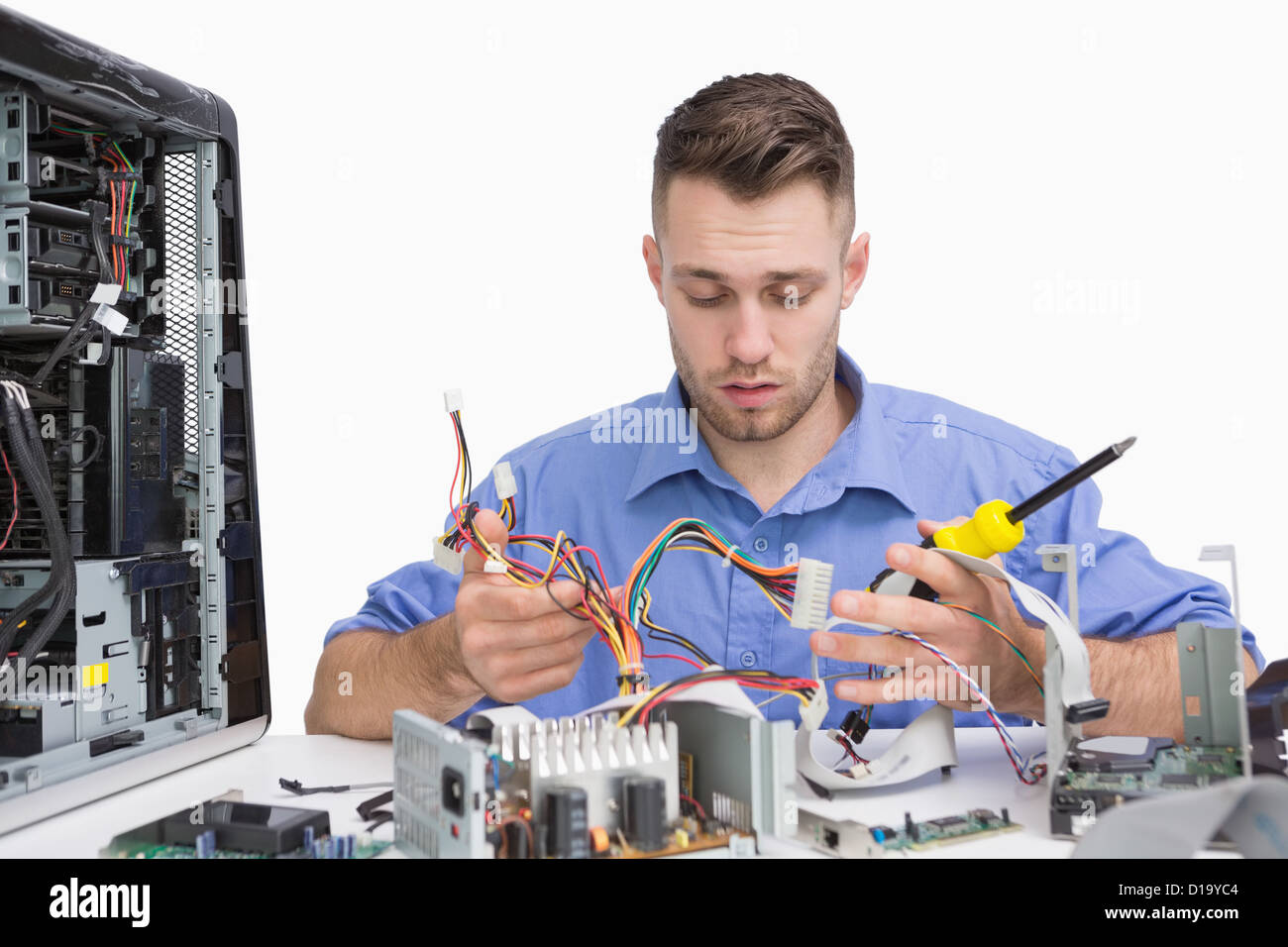 Young computer engineer working on cpu parts Stock Photo Alamy