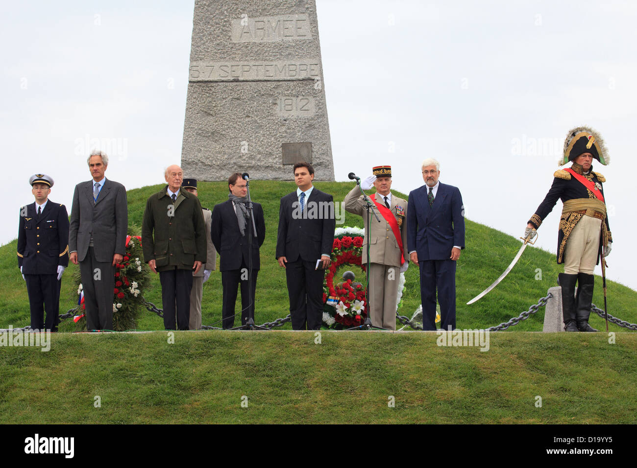 Former French president Valéry Giscard d'Estaing, Charles Napoléon and various other VIPs at the bicentennial commemoration of the Battle of Borodino Stock Photo