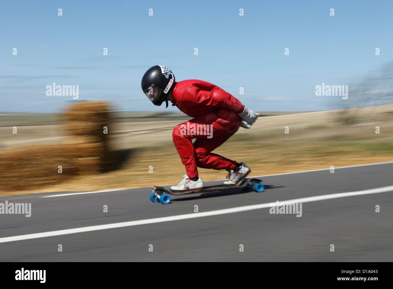 Speed skateboard rider competes during 'Speed Days' held at Beachy Head