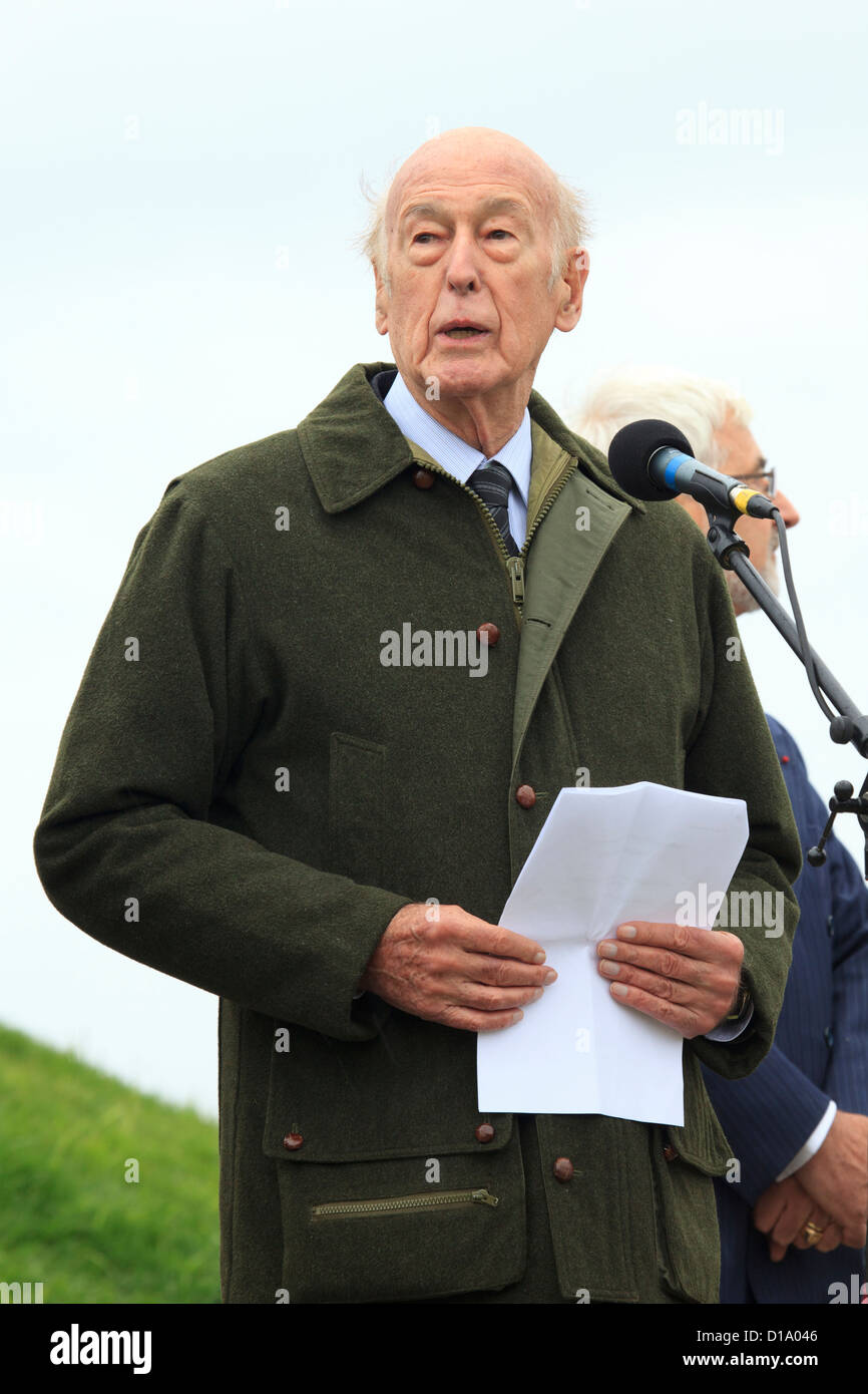 Former French President Valéry Giscard d'Estaing giving a speech during the bicentennial commemoration of the Battle of Borodino Stock Photo