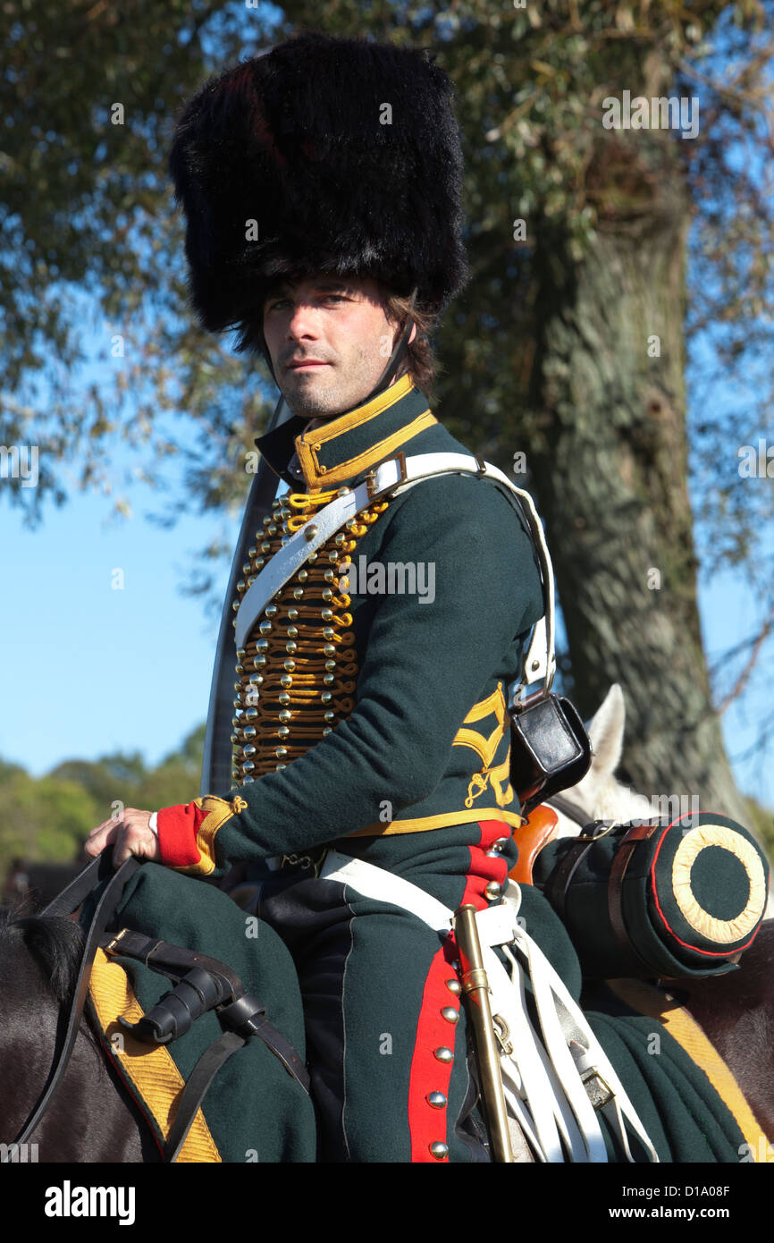 A Horse Chasseur of the Imperial Guard on his horse in Jena, Germany