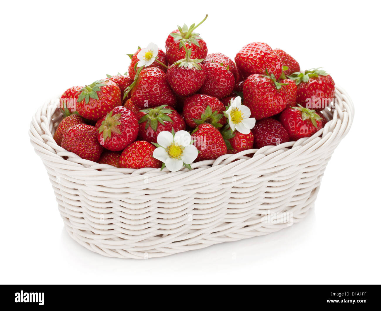 Basket of ripe strawberries. Isolated on white background Stock Photo ...