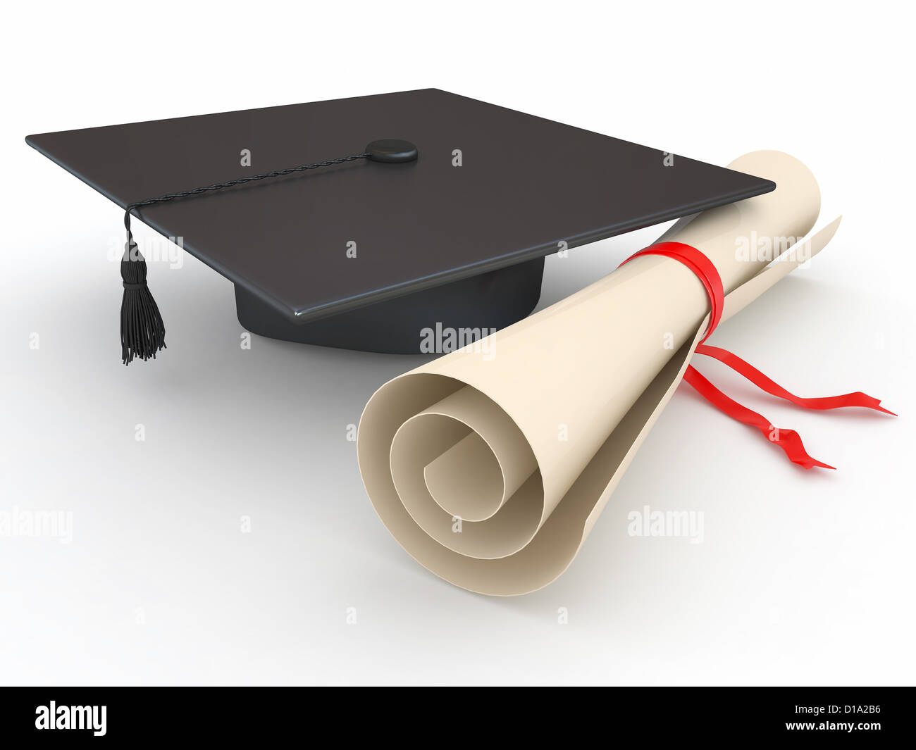 Graduation. Mortarboard and diploma on white background. 3d Stock Photo ...
