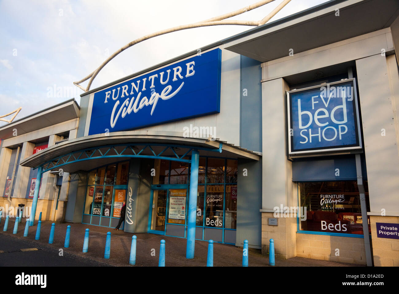 Shop front, retail warehouse, Furniture Village, UK Stock Photo Alamy