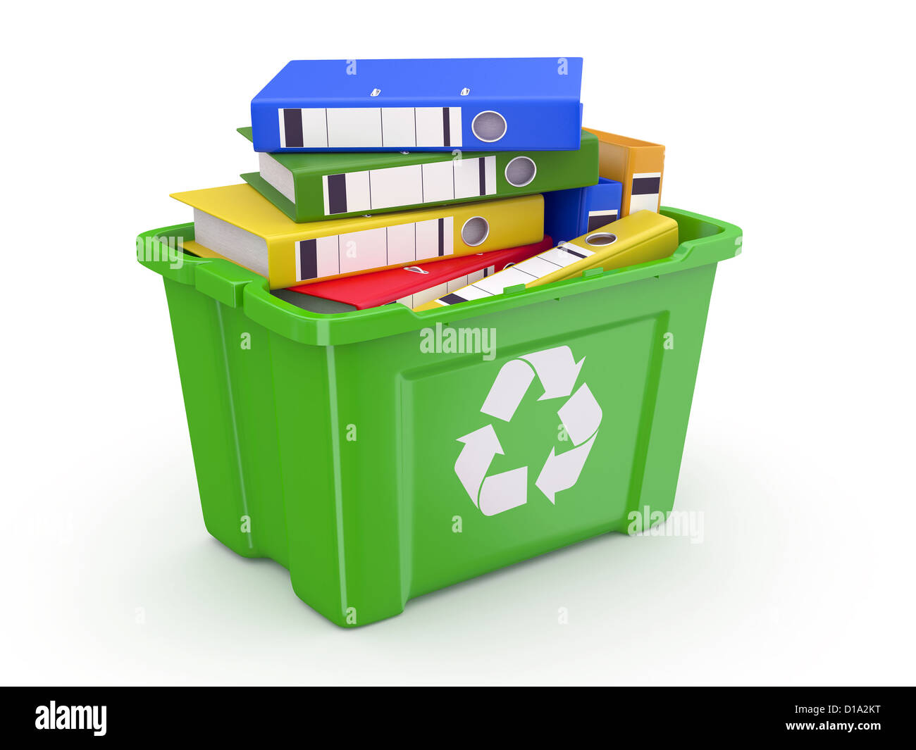 Folders in recycle bin on white background. 3d Stock Photo Alamy