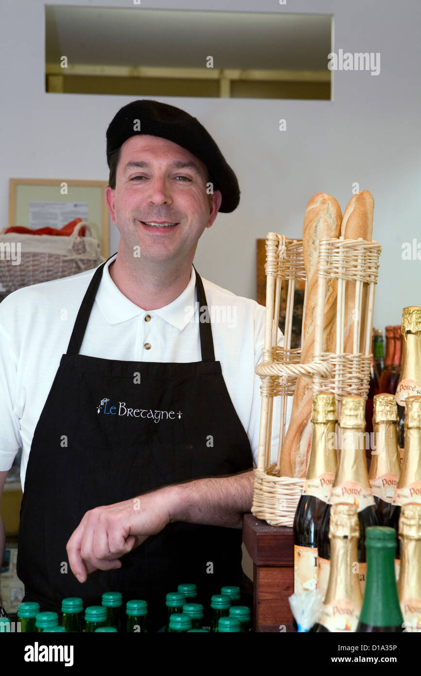 Berlin, Germany, Portrait of a retail operator in the Marheinekehalle ...