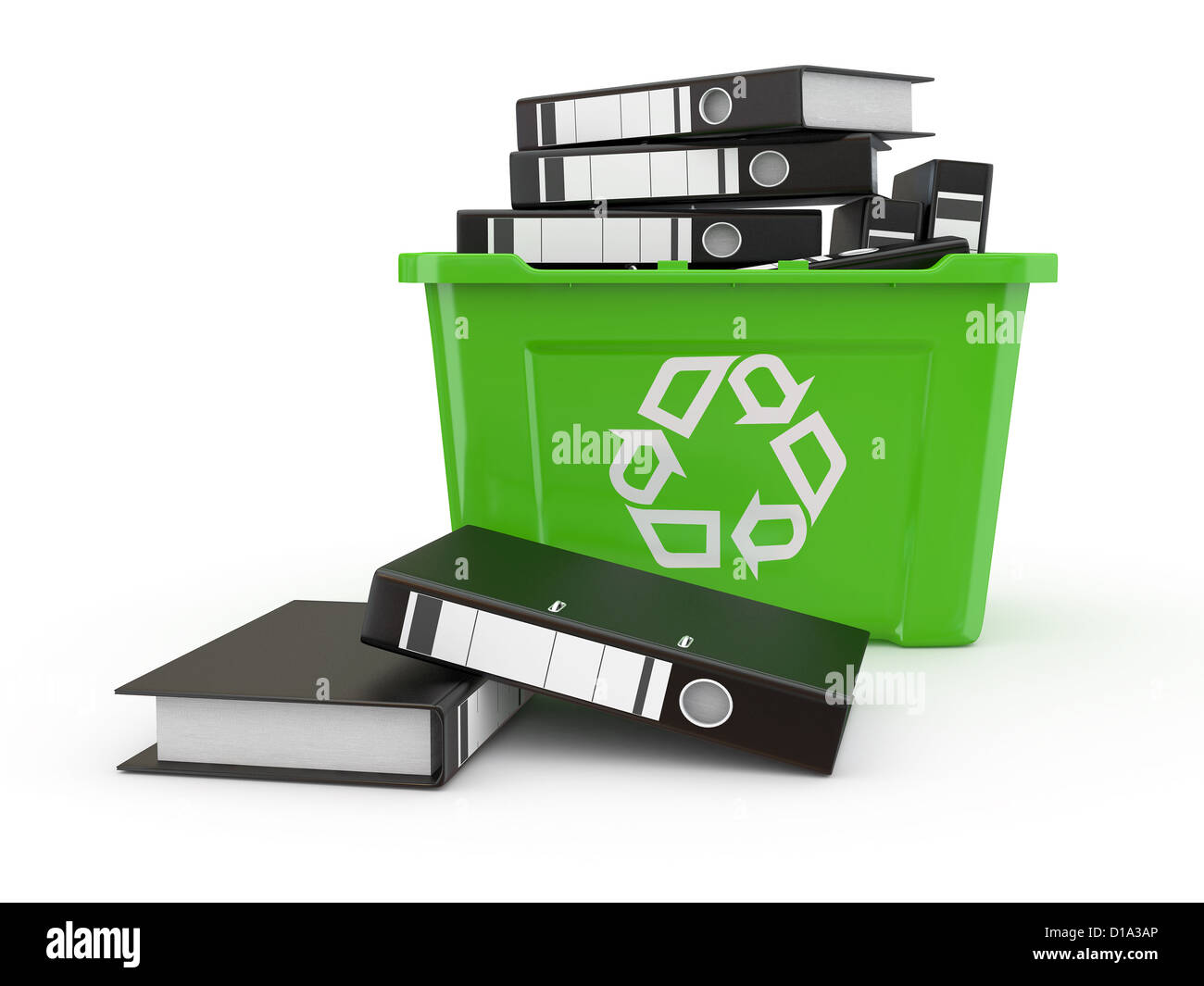 File Folder Recyclable Folders in recycle bin on white background. 3d Stock Photo - Alamy