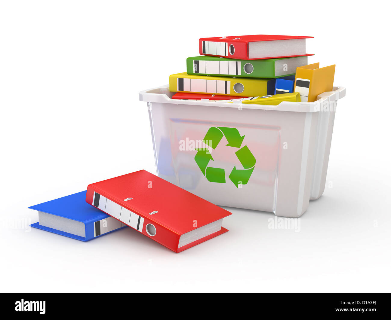 Folders in recycle bin on white background. 3d Stock Photo Alamy