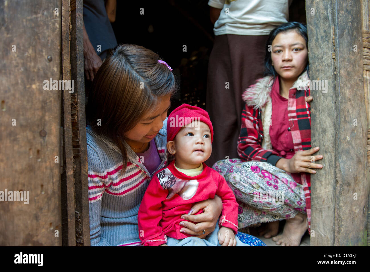 Children from Pein Ne Bin, the Palaung tribe village in Myanmar Stock Photo